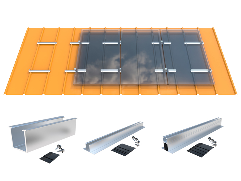 Mini Rails For Trapezoid Corrugated Metal Roof Easy Installation Solar Mounting System