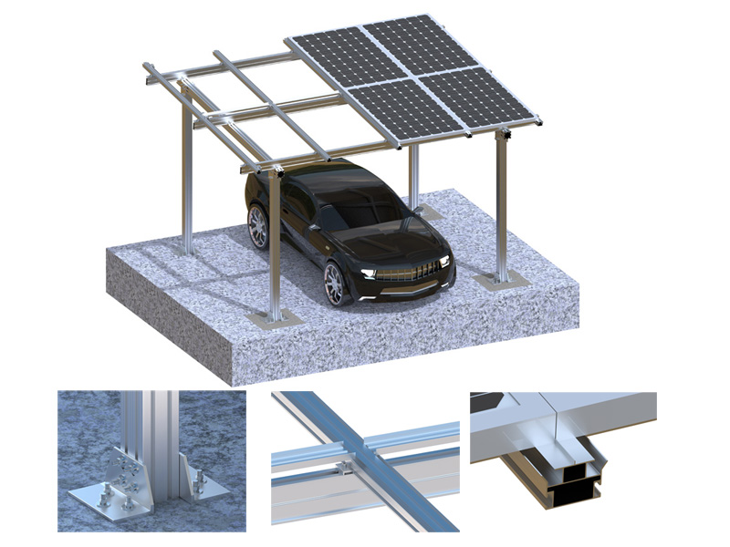 Residential Solar Carport Waterproof Aluminum Car Parking Solar Mounting System
