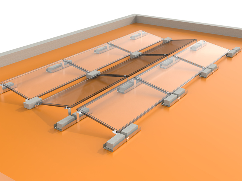 Custom Concrete Base for Flat Roof Solar Mounting Systems